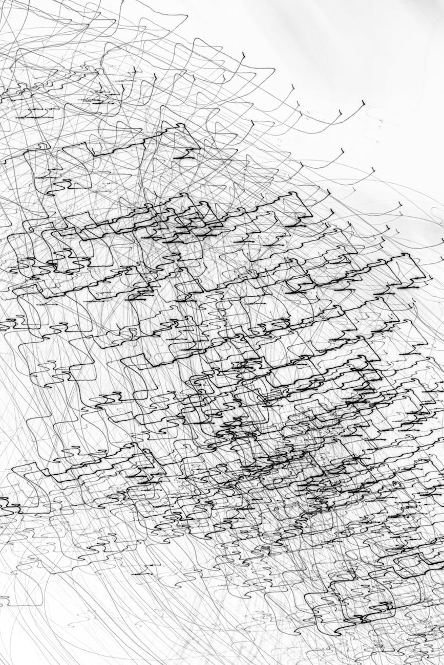 Abstract self-portrait sketch with flowing lines and minimalist shapes, representing creativity