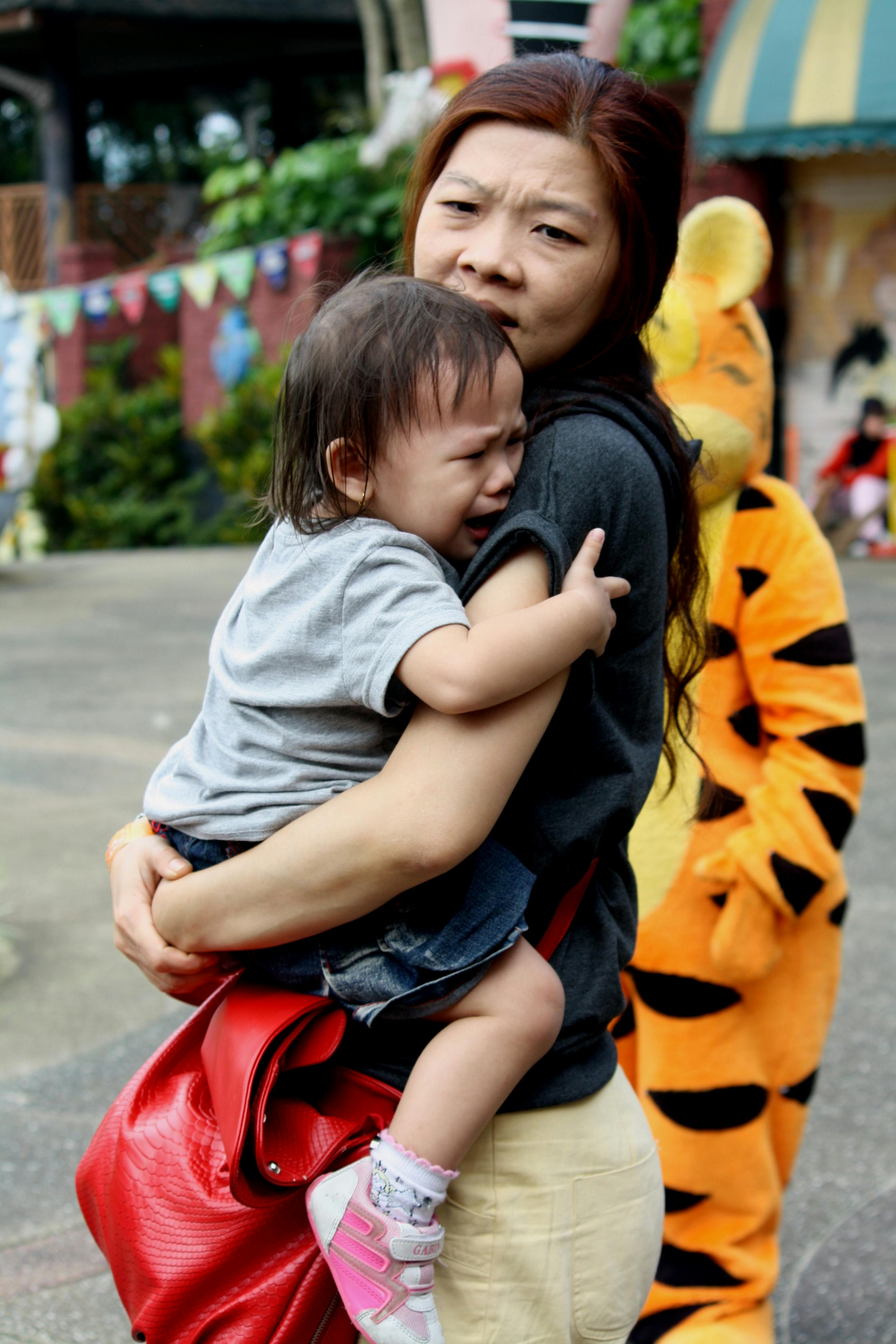 This child is seeking comfort from an attachment figure.^[[Image](https://www.pexels.com/photo/baby-girl-cry-crying-mother-1420995/) on [Pexels](https://www.pexels.com/)]