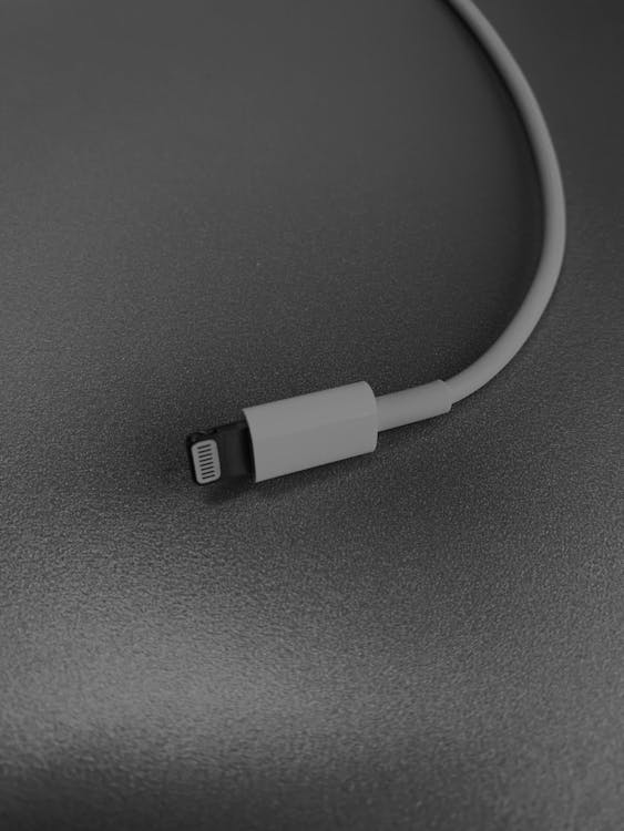 Free stock photo of black and white, charging cable, iphone cable