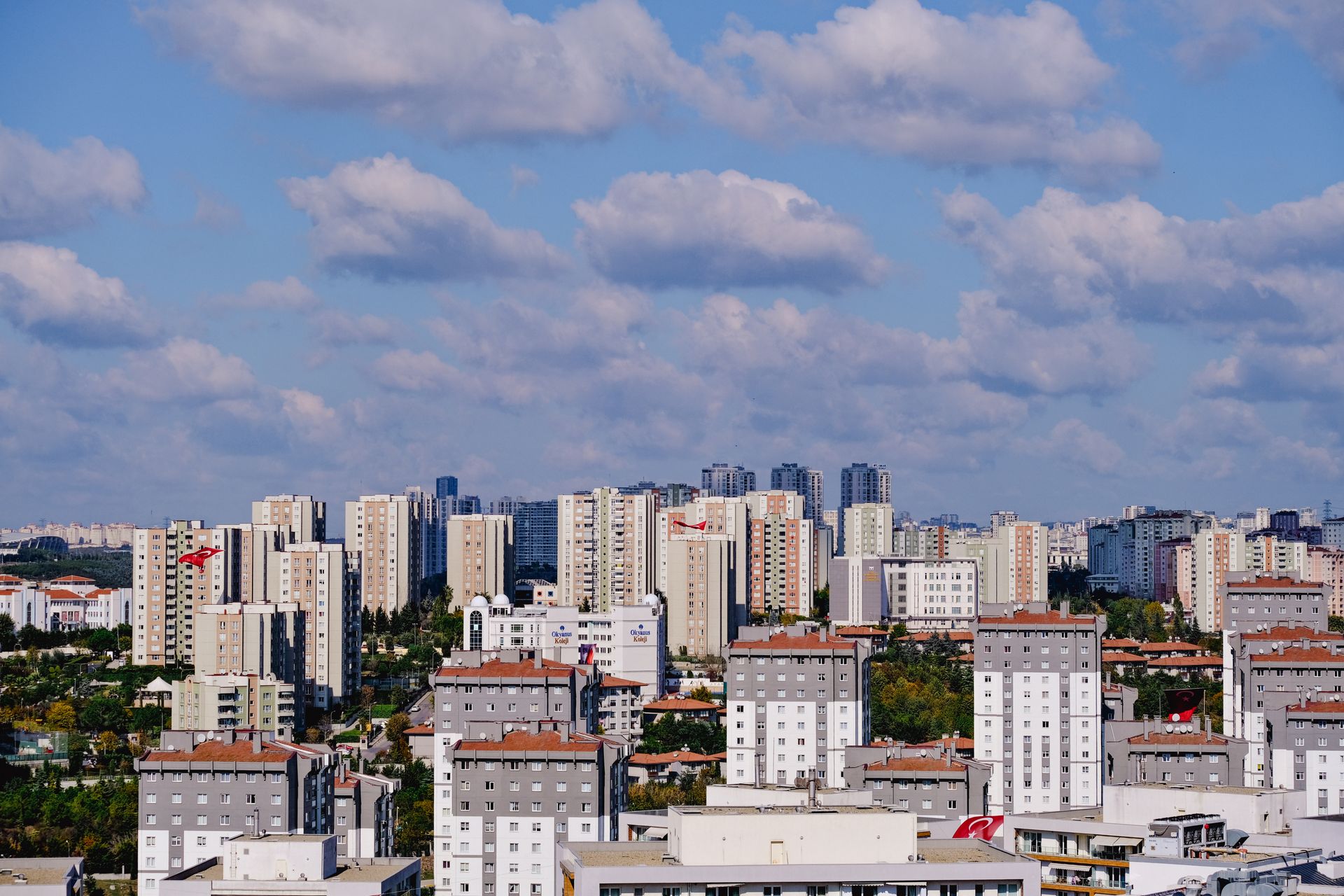 Residential apartment blocks in Istanbul in daylight