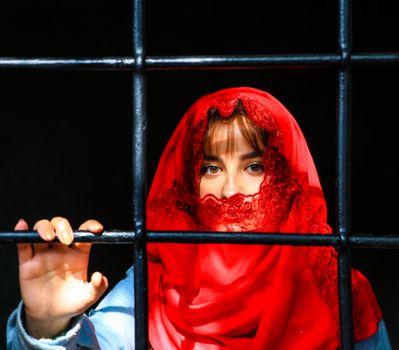Woman in Red Hair Wearing Blue and White Shirt