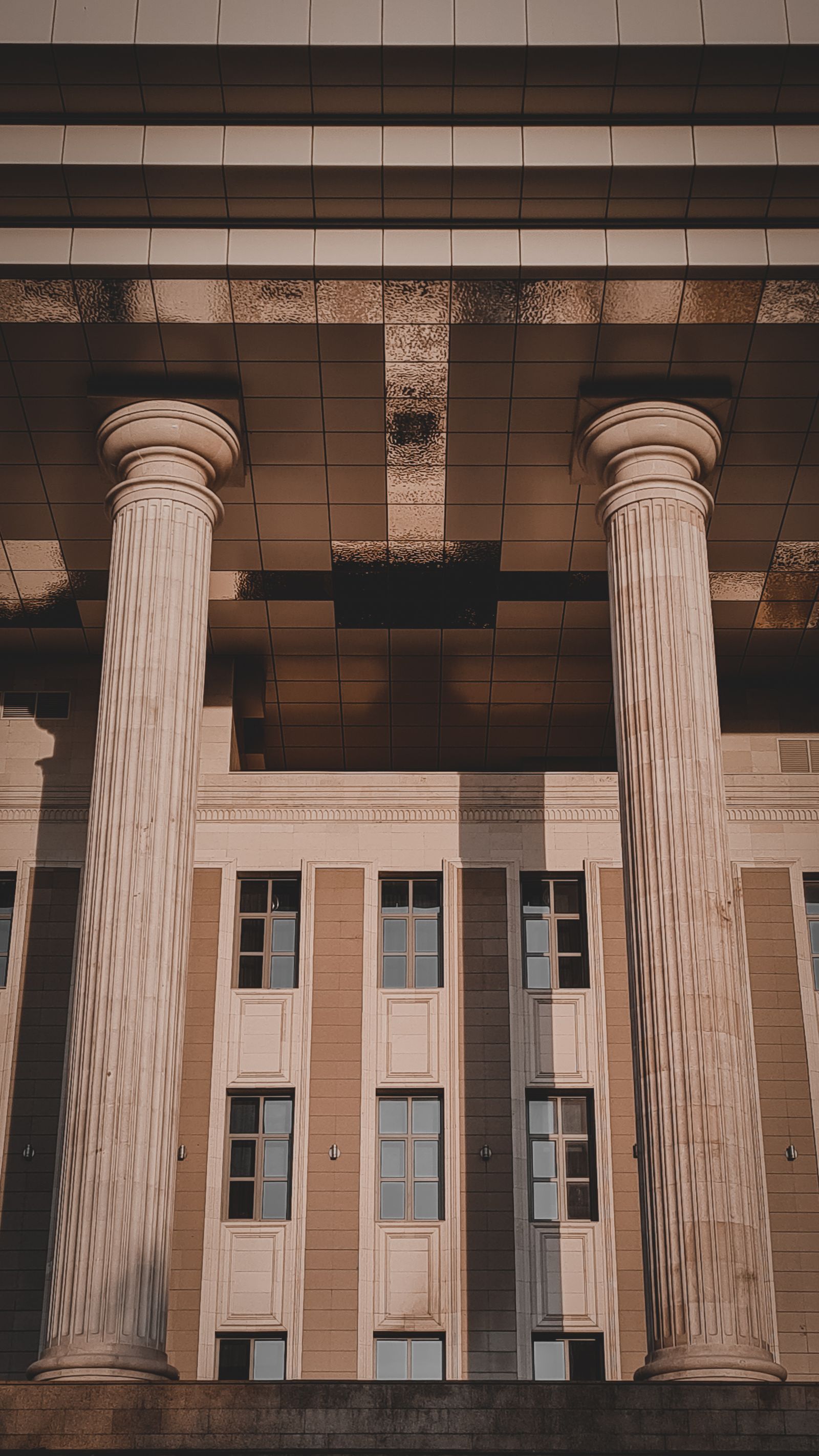 Stone columns at the entrance of a courthouse