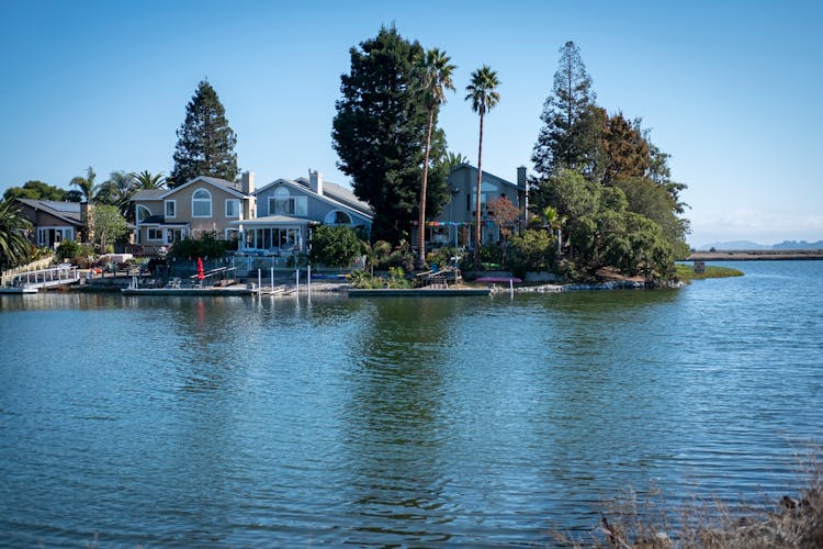 Houses On Island Shore