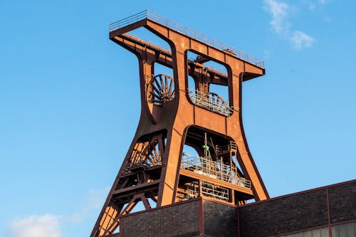 Rusted Machinery against Blue Sky