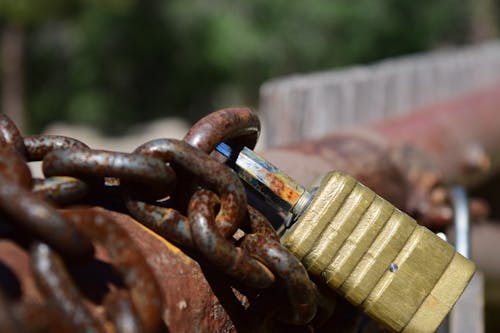 Free stock photo of chain, lock, rust