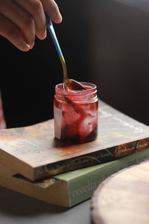 Blueberry Jam in a Glass Jar