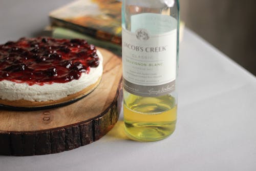 Free Wine & Cheesecake Stock Photo