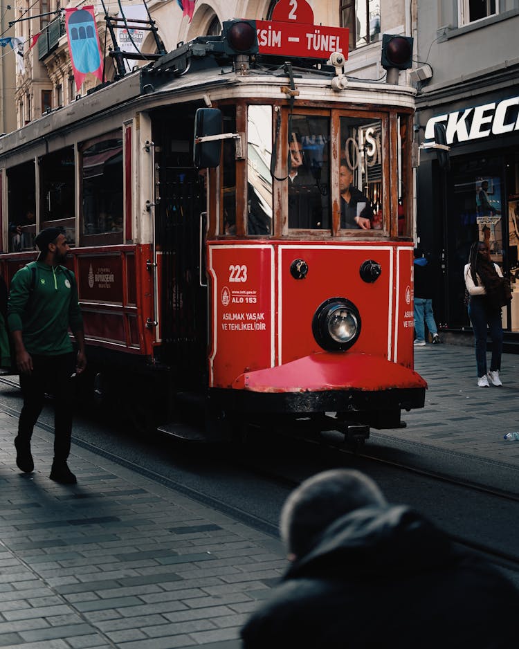 Running Red Urban Tram