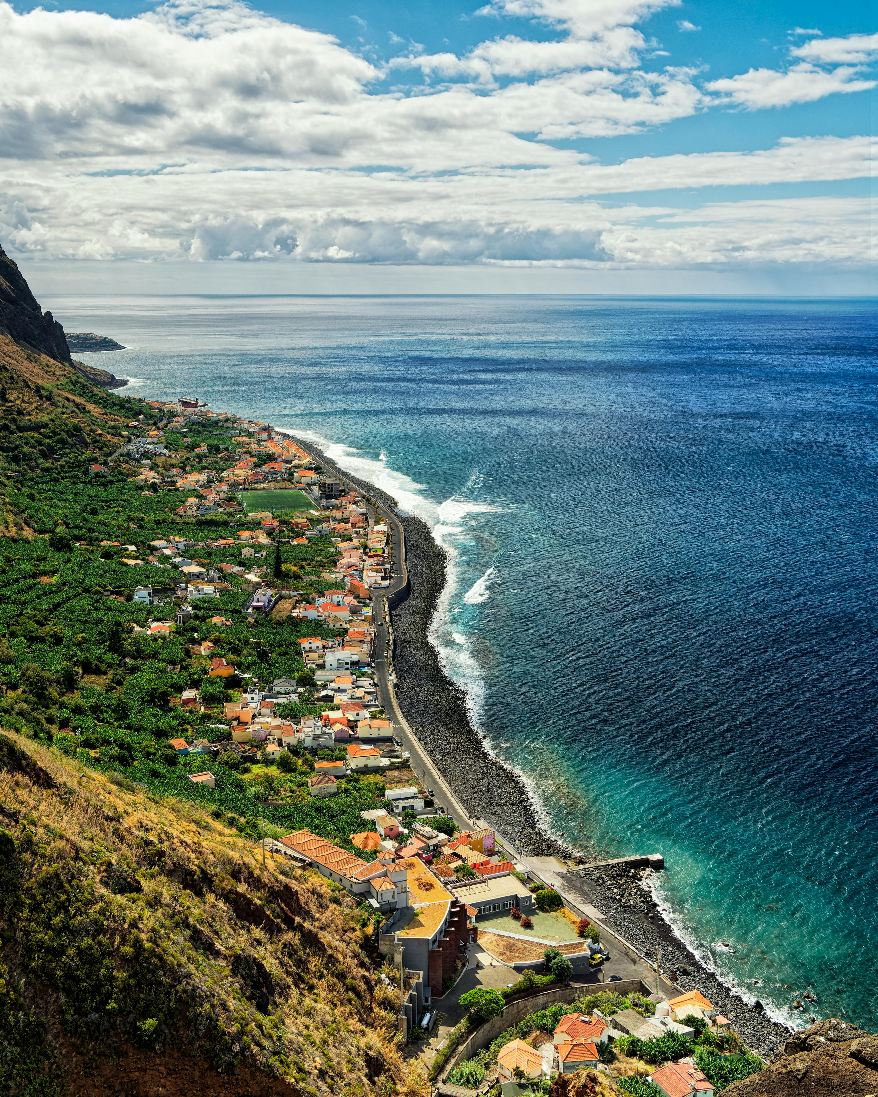 Free Aerial View of Paul do Mar, Madeira, Portugal Stock Photo