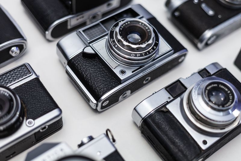 Collection of vintage film cameras