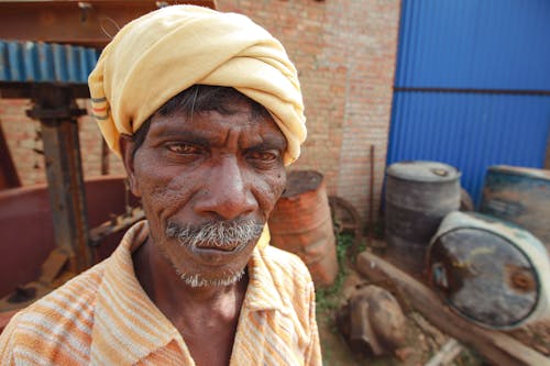 Portrait of Elderly Man Wearing Turban