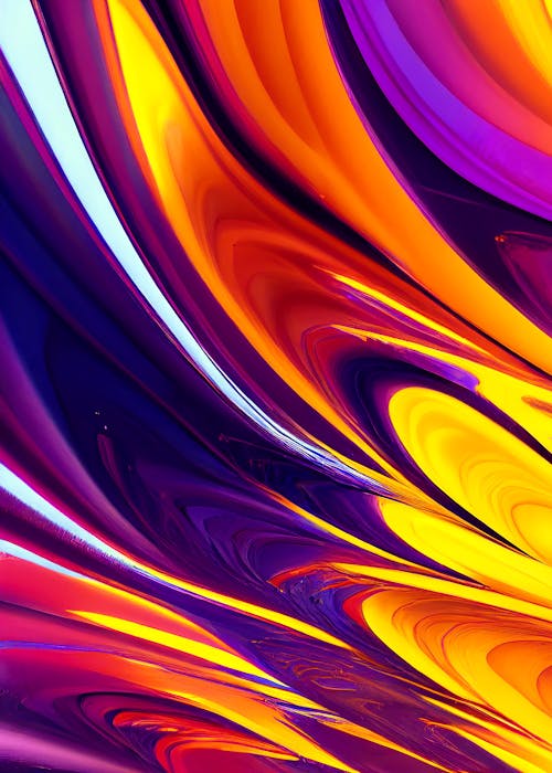 Purple Orange and Yellow Abstract Painting