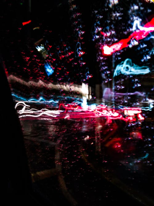 Free stock photo of busy street, light, rain
