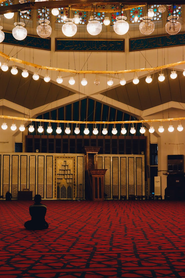 Man Praying In King Abdullah I Mosque, Amman, Jordan