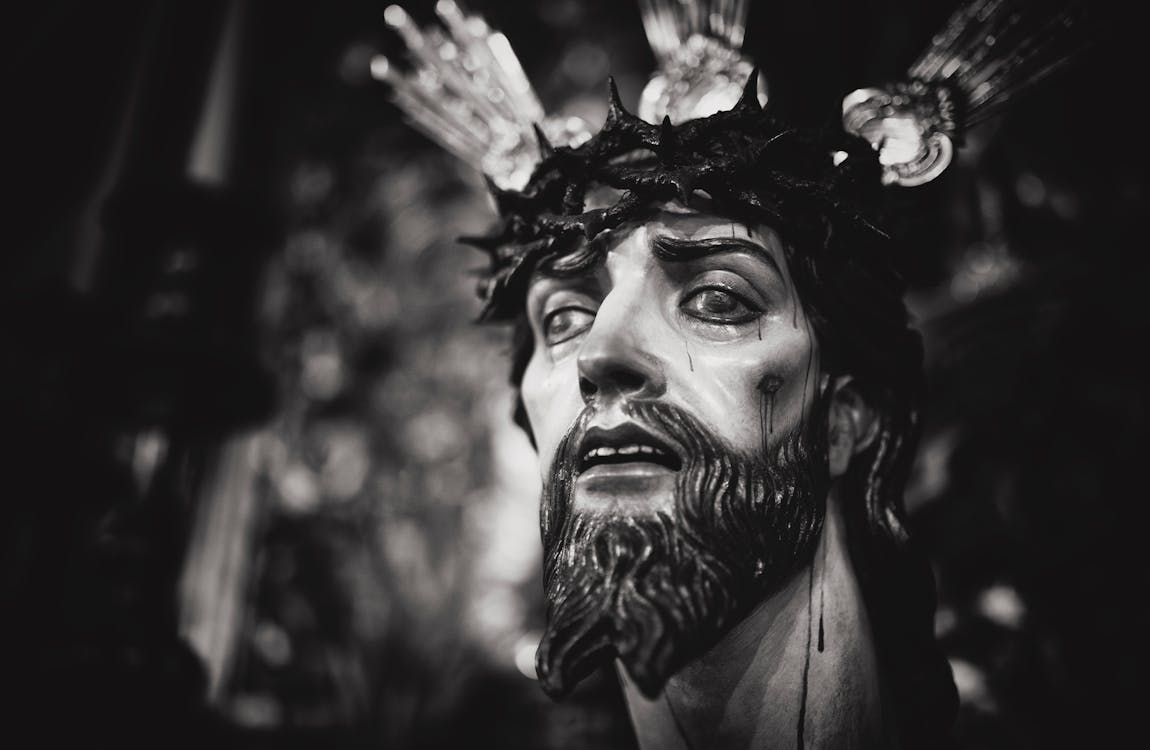 Free Gray Scale Photography of Jesus Christ Head Stock Photo