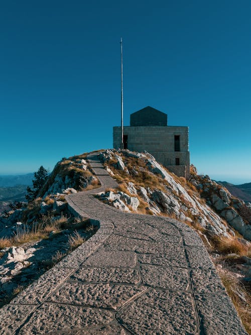 Path Leading into Building on Mountain Peak