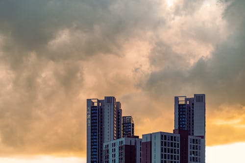 Complex of Buildings on the Background of Clouds