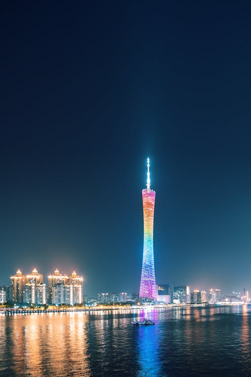 Canton Tower Illuminated in Rainbow Colors