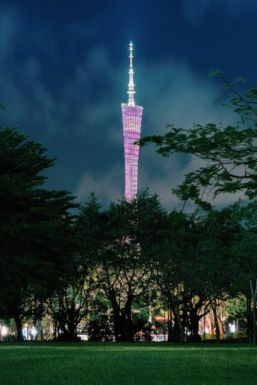 Illuminated Canton Tower in Guangzhou