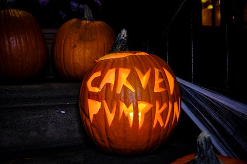 Carved Pumpkin in Close Up Shot