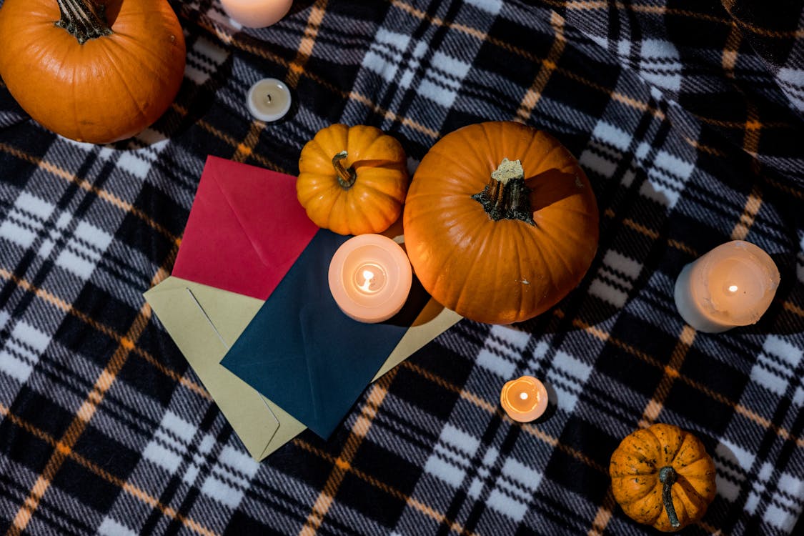 Halloween Pumpkins on the Table