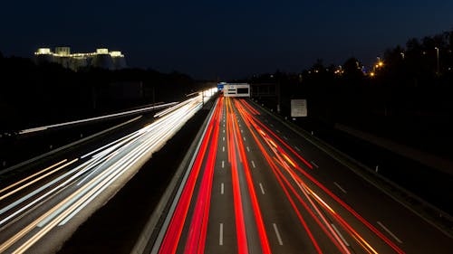 Foto profissional grátis de exposição longa, noite, pista expressa