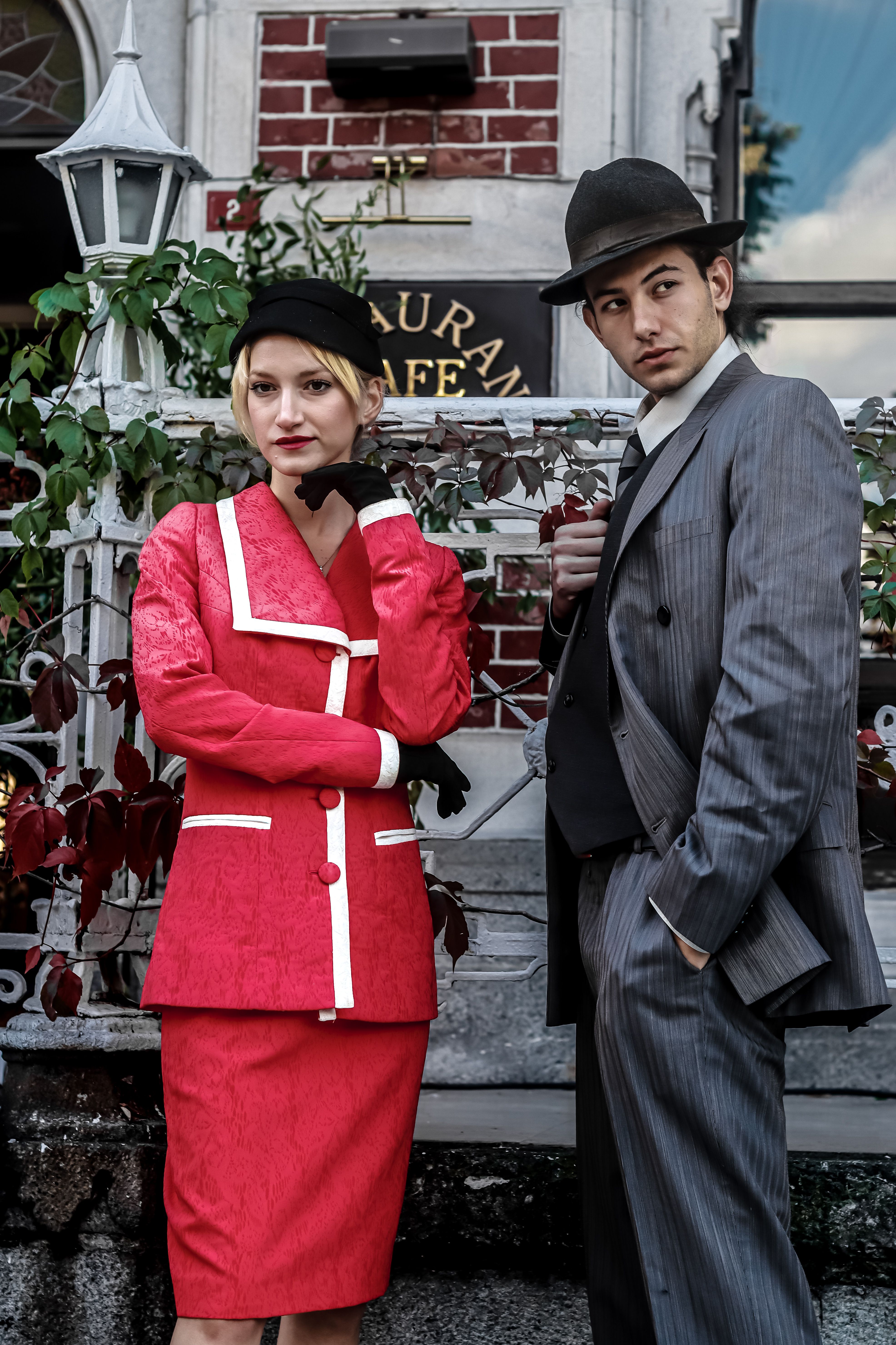 Man in Gray Suit Standing Beside Woman in Red Dress · Free Stock Photo