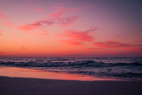 Kostnadsfri bild av hav, sand, solnedgång