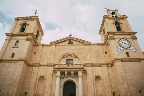 Free Impressive view of St. John's Co-Cathedral's facade in Valletta, Malta, showcasing Gothic architecture. Stock Photo