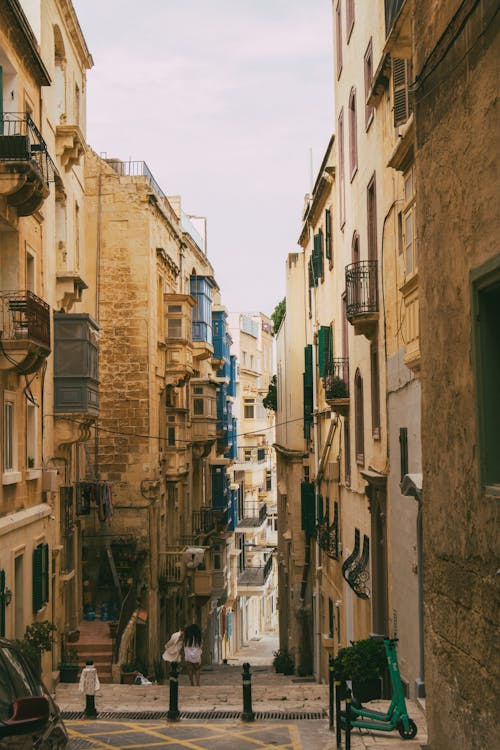 Narrow Alley Among Townhouses