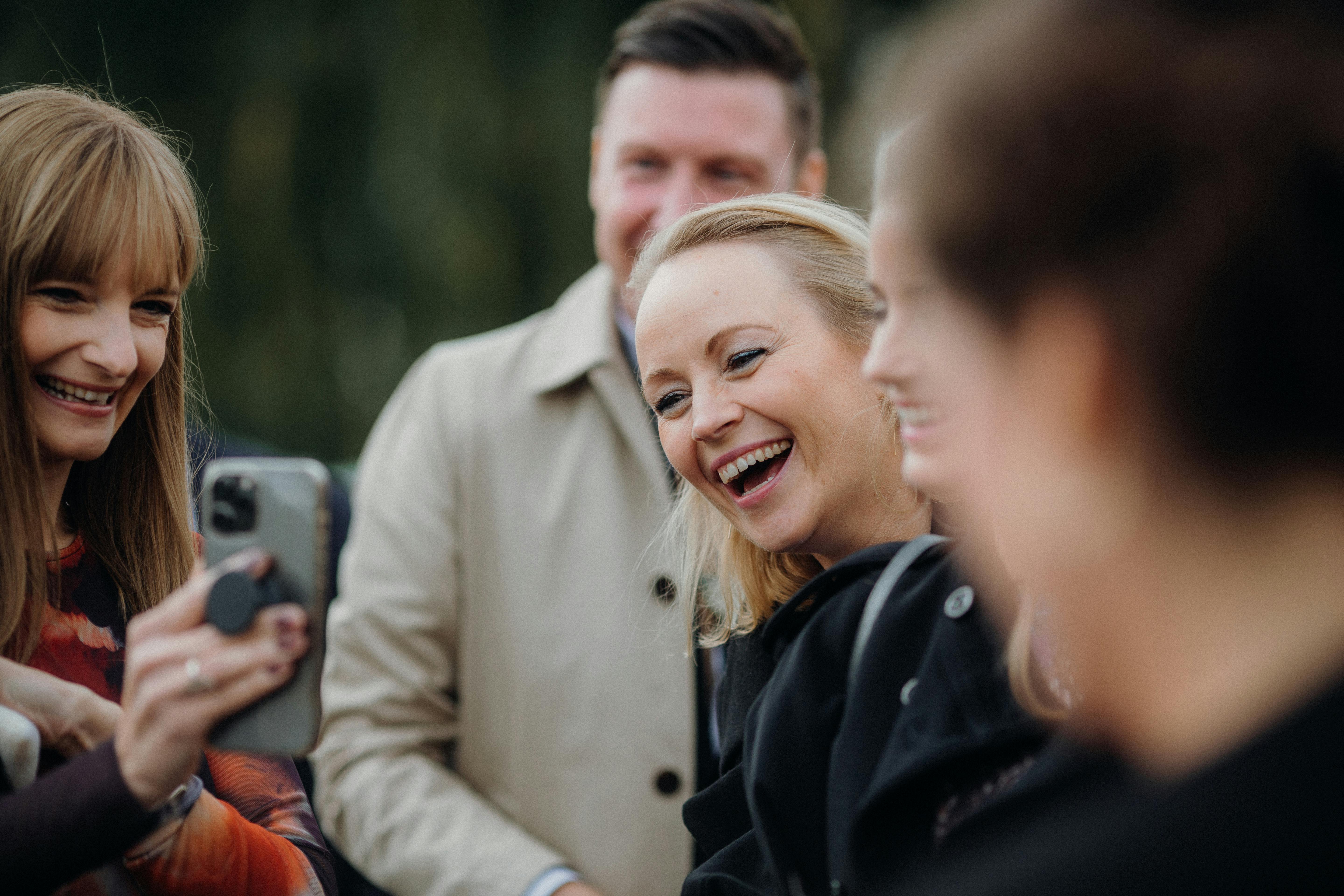 happy women during a video call