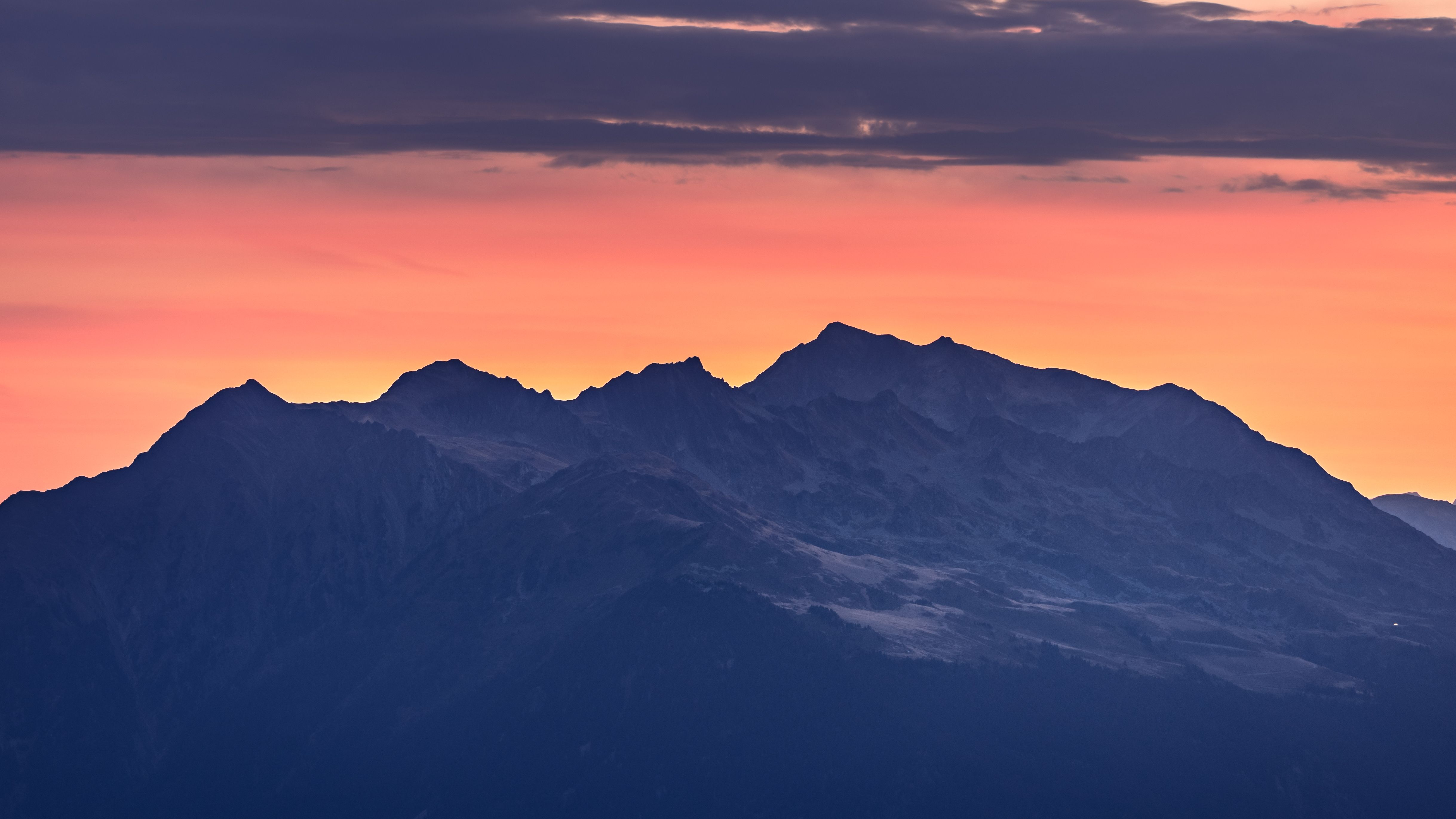 Mountain silhouette at sunset