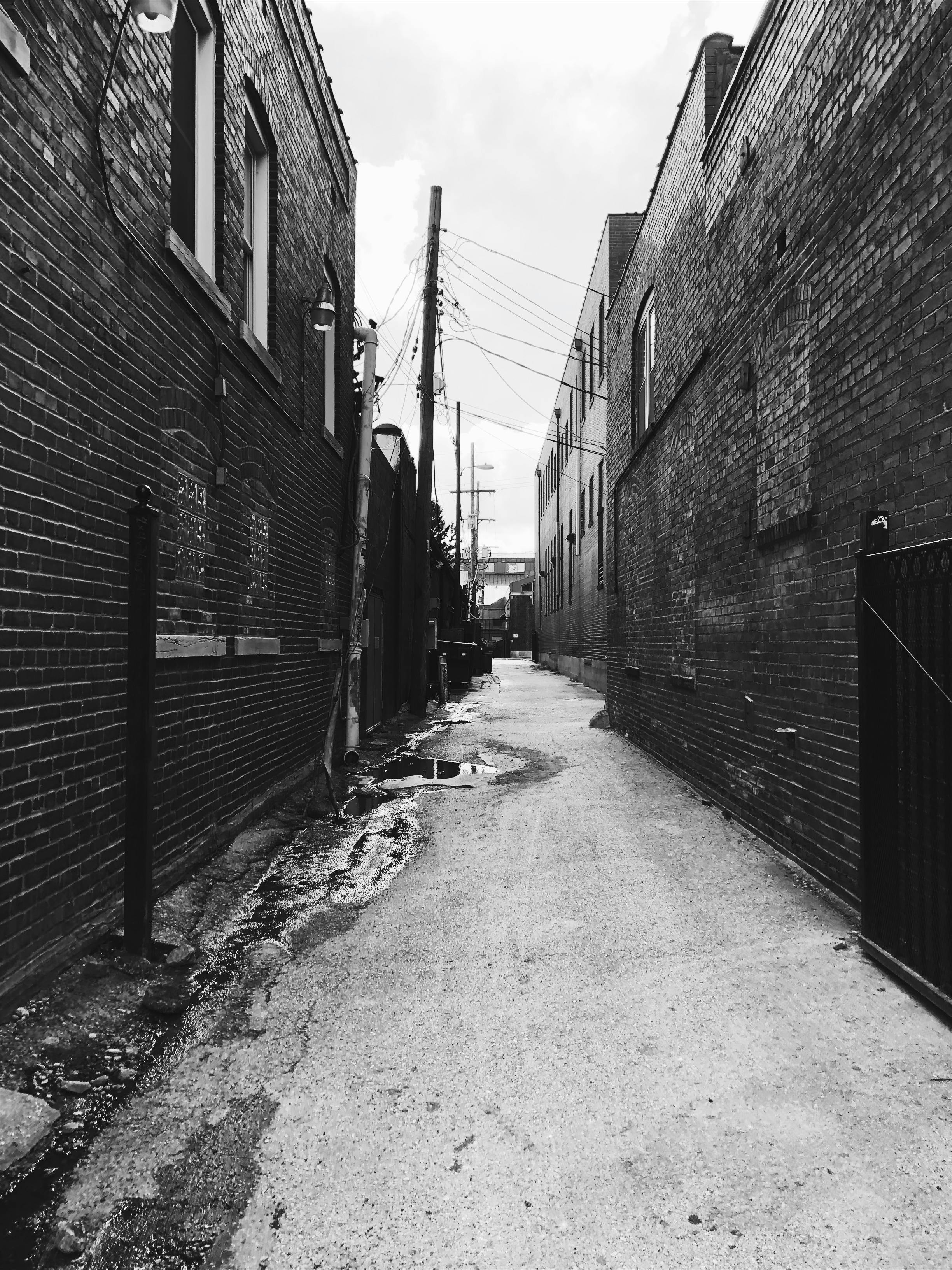 Free stock photo of alley, black and white