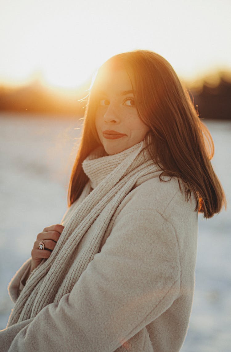 Portrait Of Woman In Winter Coat