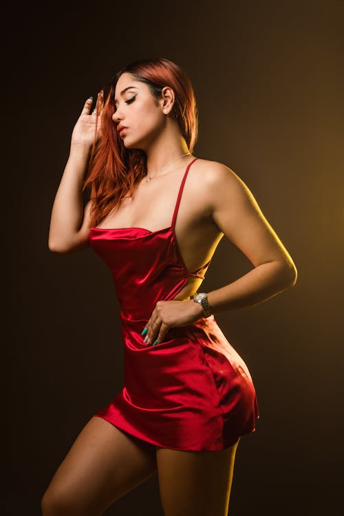 Beautiful Woman in a Red Dress 