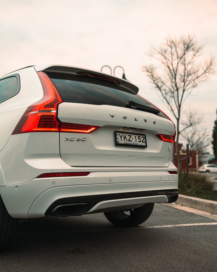 Rear View Of A White Car