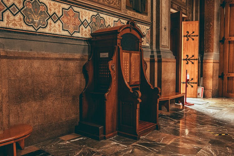 Confession Box Inside A Church