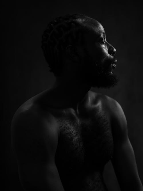 Free Grayscale Photo of a Topless Man Stock Photo