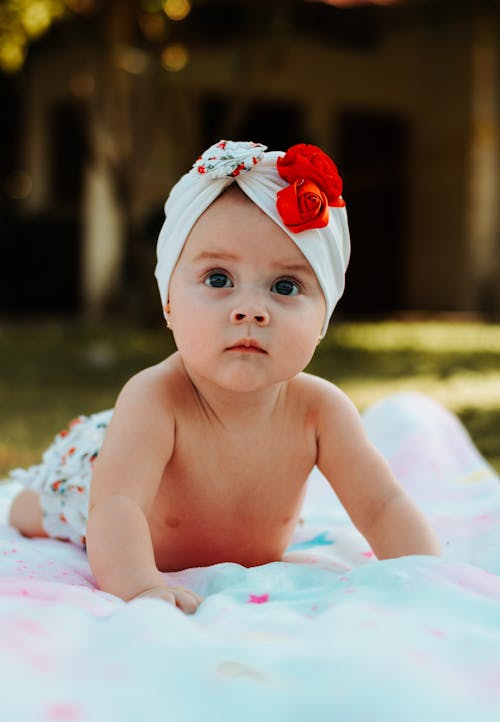 Free Cute Baby with a Headwrap Stock Photo