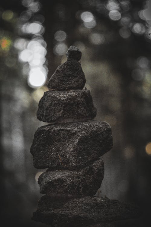 A Close-Up Shot of a Stack of Stones