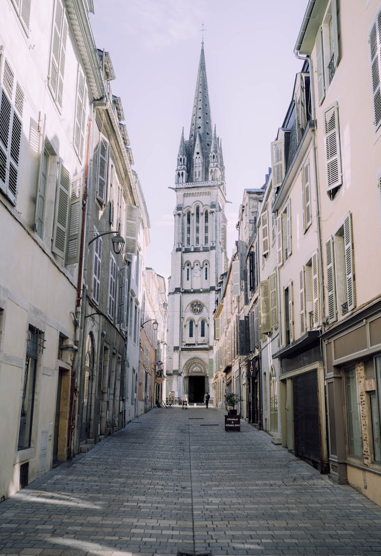 A Street Leading To The St. Martin's Church In Pau, France