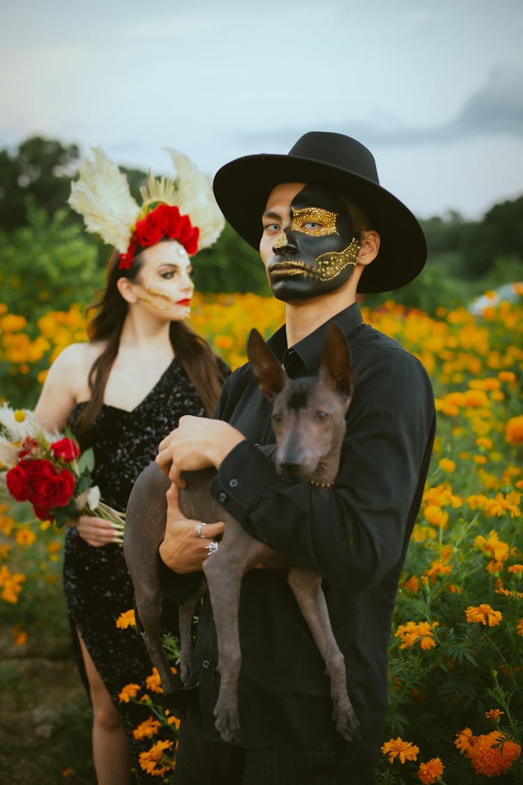 Woman And Man In Fantasy Costumes