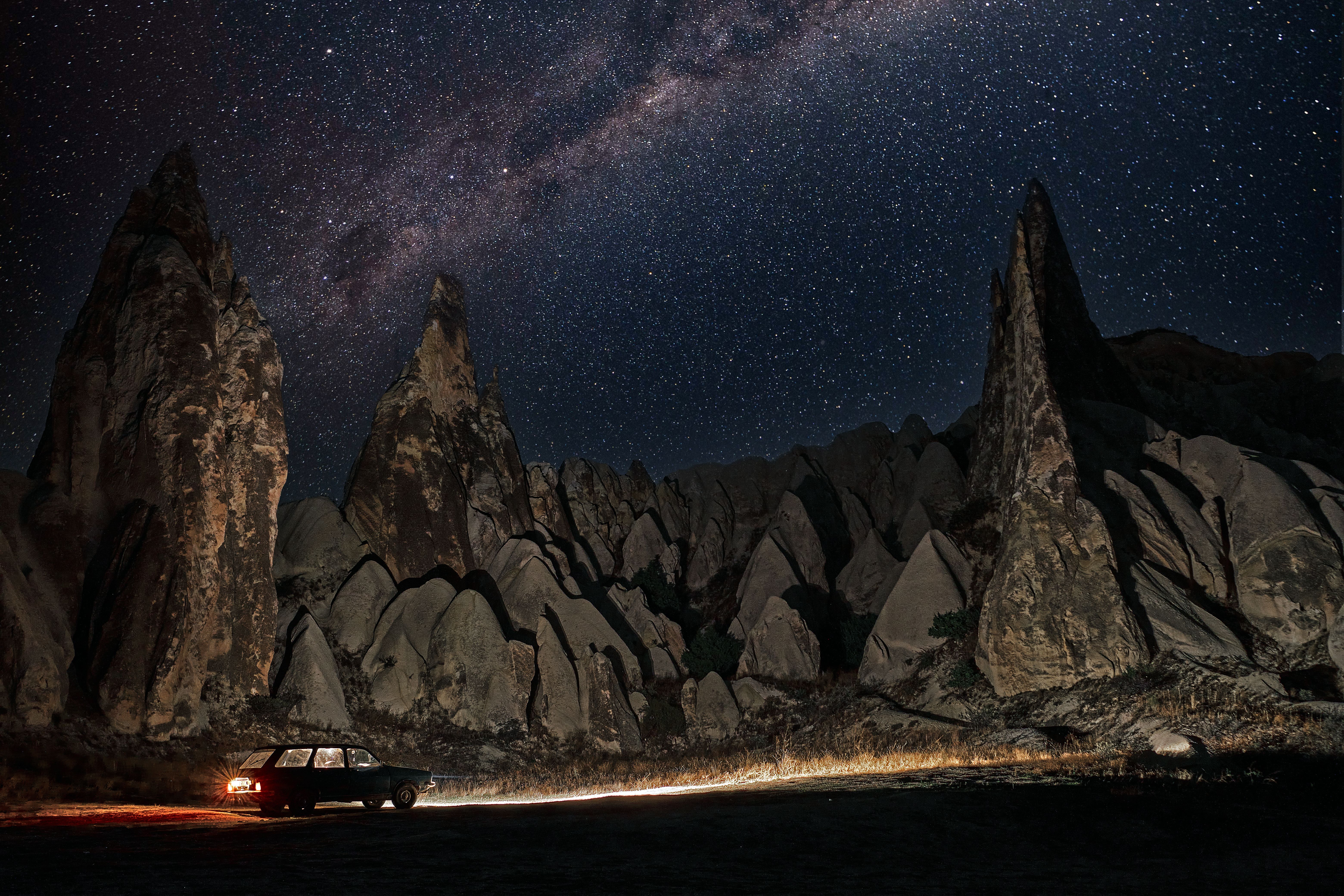 Starry Sky above Rock Formations in Desert · Free Stock Photo