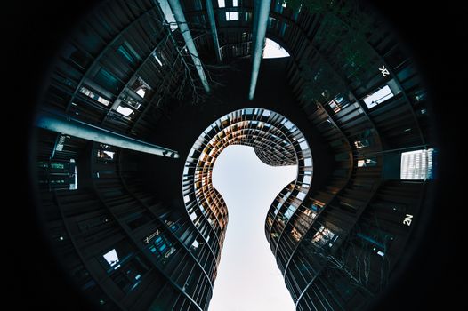 Unique perspective of modern architecture in Copenhagen with a focus on design and structure.