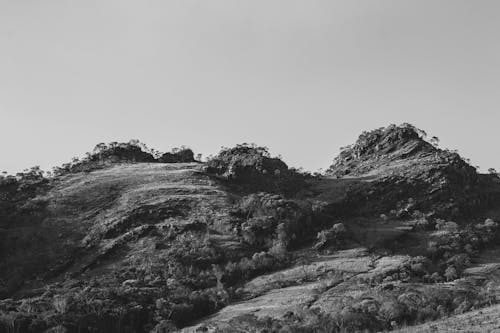 グレースケール, モノクローム, 山の無料の写真素材