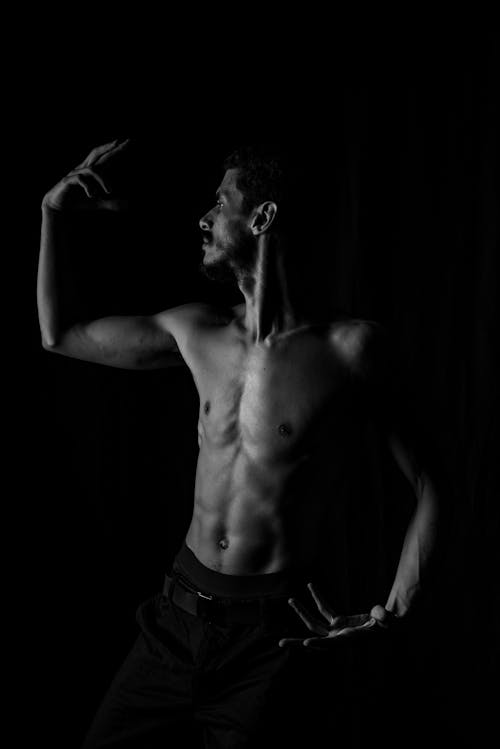 Free Grayscale Photo of a Topless Man Stock Photo