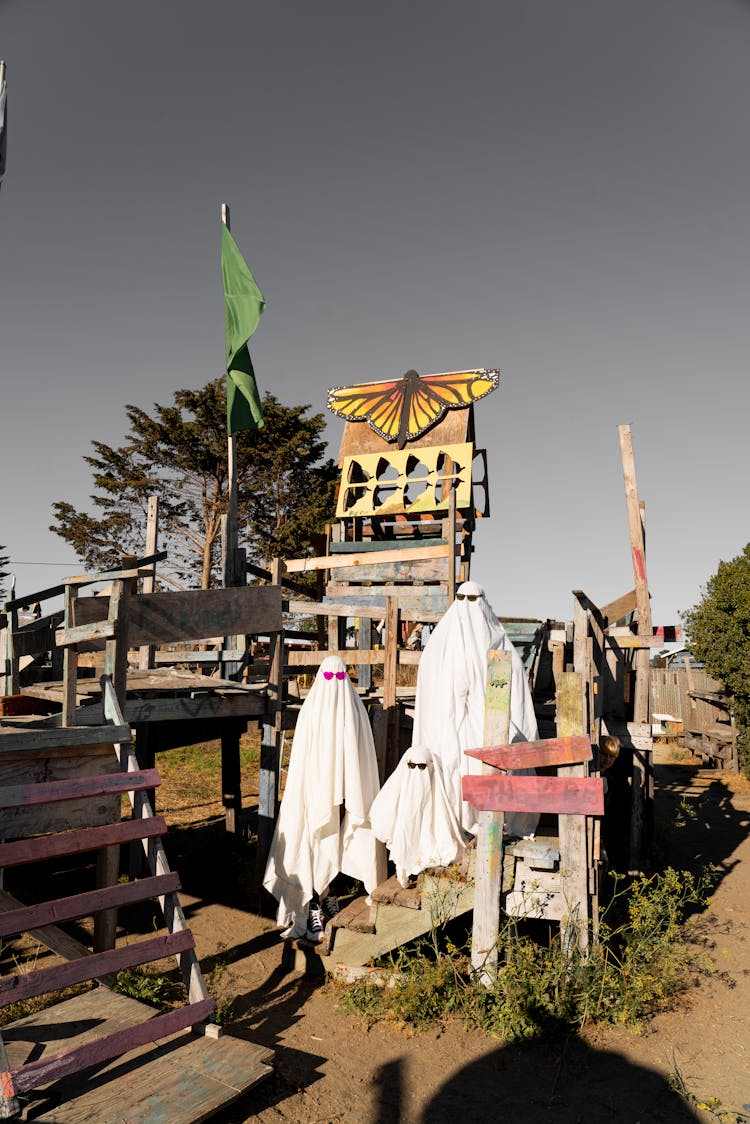 Family Of Ghosts At Playground