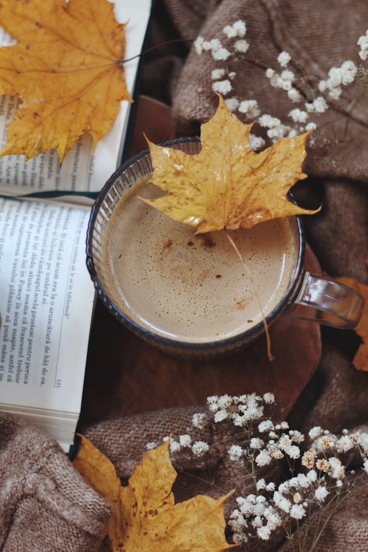 Leaves Around Coffee Cup