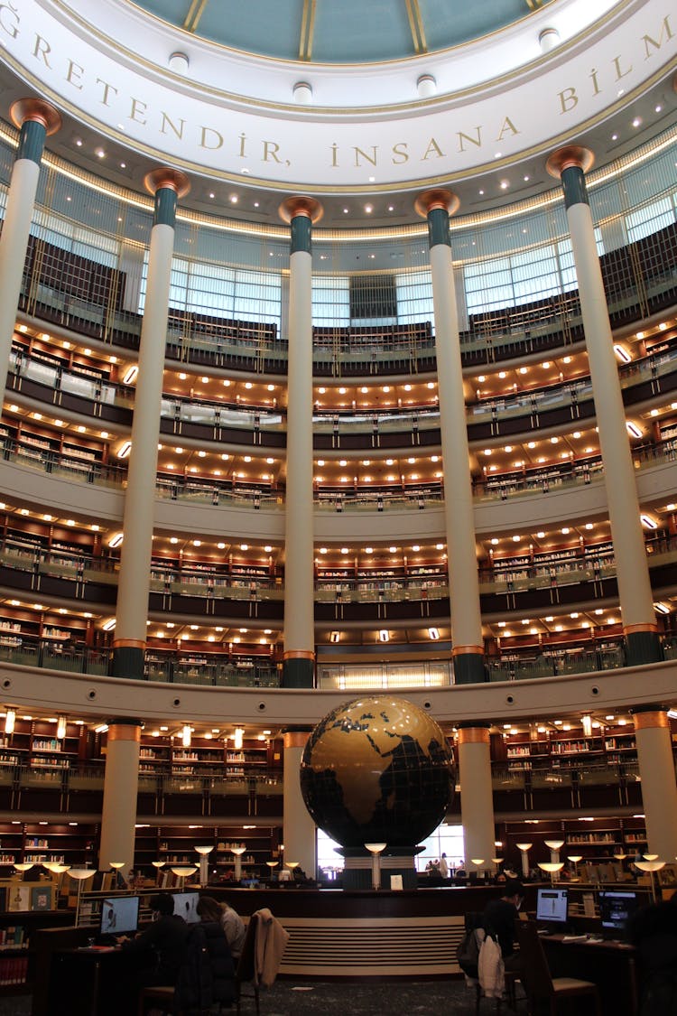 Massive Globe In Middle Of Library