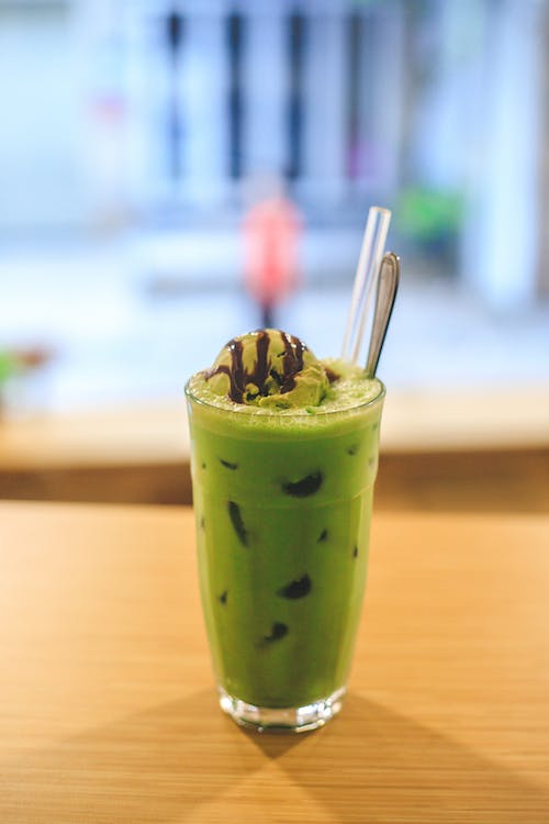 Green Drink on Wooden Table
